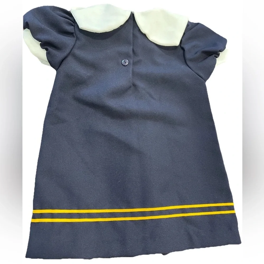 Youngland VTG 80s little‎ girls sailor dress size 2T nautical navy blue pleated